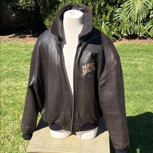 Vintage Planet Hollywood Beverly Hills  Men's Brown Leather reversible Jacket